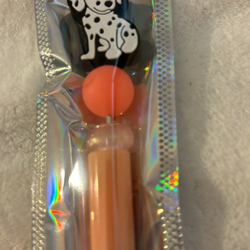 New handmade white with black spots Dalmatian ink pen made by 4 year old